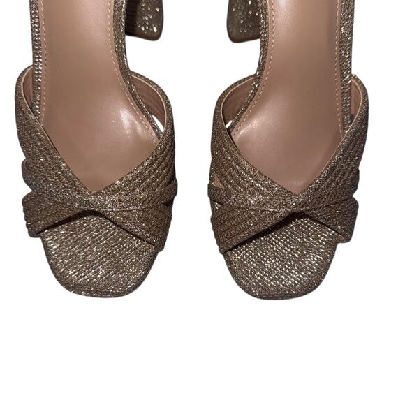 Steve Madden Laurel Women Dress Gold Glitter Ankle Strap Platform sandals SZ/8.5 - Picture 13 of 15